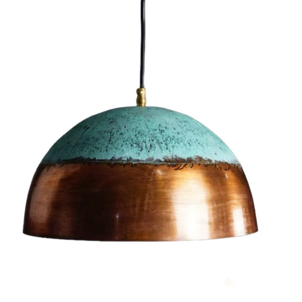 BRONZE DOME CEILING LIGHT, HAMMERED